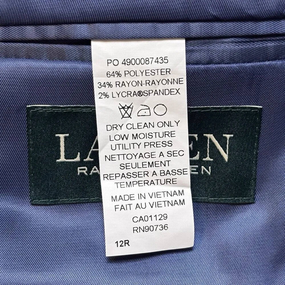 Lauren Ralph Lauren Boys Blue Blazer Sport Coat Sz 12R Preppy Classic Formal